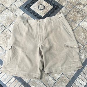 Men’s Orvis Silk & Cotton Adjustable Waist Cargo Shorts Size 36